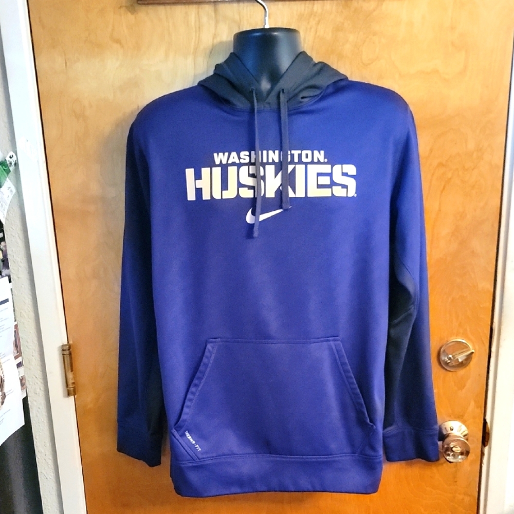Washington Huskies Nike Therma Fit Purple Fleece Hoodie Sweatshirt Size Medium‎